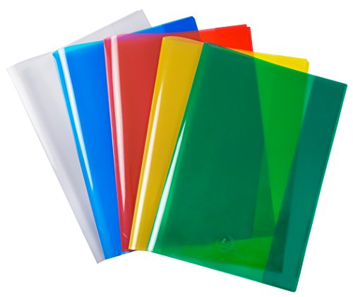JOLLY Heftschoner in 5 bunten Farben A4 aus extra-starkem Polypropylen Ultraschallverschweißung der Einschublaschen perfekter Schutz für Hefte und Bücher Schulbedarf