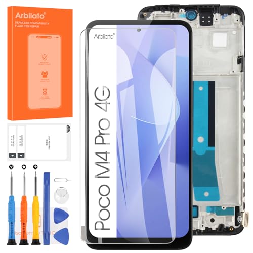 Pantalla LCD para Xiaomi Poco M4 Pro 4G MZB0B5VIN, 2201117PI, 2201117PG Pantalla Táctil Digitalizador Asamblea Reparación (Negro con Marco, 6.43')