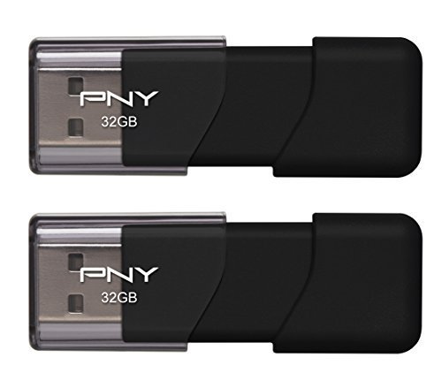 PNY Attache 32GB USB 2.0 Flash Drive, 2-Pack (P-FD32GATT03X2-GE)