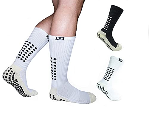 Image of Ulalaza Unisex Anti Slip Sports Thicken Cushion Soccer Socks Non Skid Grippy Traction for Football Basketball Sports
