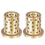 FOCMKEAS 2 Pcs 16mm ID×20mm OD×10mm Length Brass Graphite Wrapped Oilless Bushings JFB Flanged Sleeve...