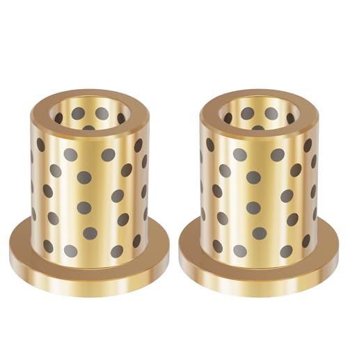 FOCMKEAS 2 Pcs 16mm ID×20mm OD×30mm Length Brass Graphite Wrapped Oilless Bushings JFB Flanged Sleeve Bearings Flange Dia 26mm Self-lubricating Plain Bearing for Rotating or Transmission Machinery