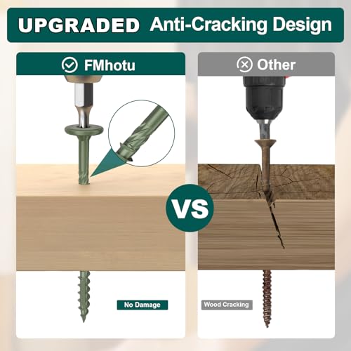 Image of 2-7 /8 Inch Heavy-Duty Outdoor Deck Screws, 250Pcs Star Drive Decking Wood Screws, Rust Resistant Timber Screws for Timber /Log /Landscaping Wood (#14 x2-7 /8 Green)
