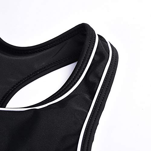 Jerrisapparel Little Girls' Summer Two Piece Boyshort Tankini Kids Swimsuit (8-9/Tag Size 2Xl, Black) #TOP3
