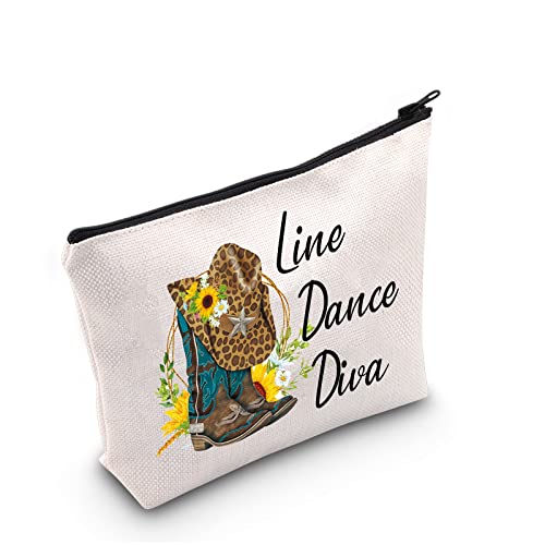 G2TUP Line Dance Gift Line Dance Dance Diva Make-up-Tasche Western Country Music Dancing Dancer Kosmetiktasche Country Music Lover Geschenk Reißverschluss Reisetasche, Line Dance Diva Tasche 2.0, Weiß Cover