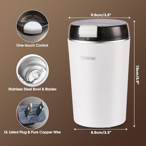 Small Coffee Grinder | 200W 28000RPM Stainless Steel Spice Grinder | Electric Find Powder Grinder for Coffee Beans Spices Seasoning Pepper Herbs Nuts Seed Grain