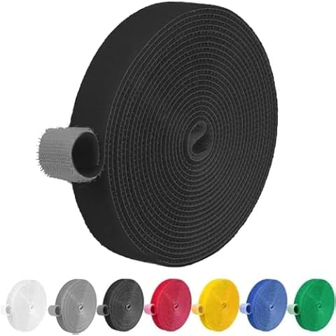 IFNOW Hook and Loop Tape 32FT Reusable Fastening Tape Cable Ties Double-Sided Hook-and-Loop Cable Management Tape Strength and Durability 0.8''/Width (Black) Cover