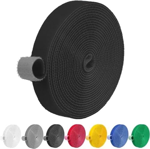 IFNOW Hook and Loop Tape 32FT Reusable Fastening Tape Cable Ties Double-Sided Hook-and-Loop Cable Management Tie (Black, 0.8IN)