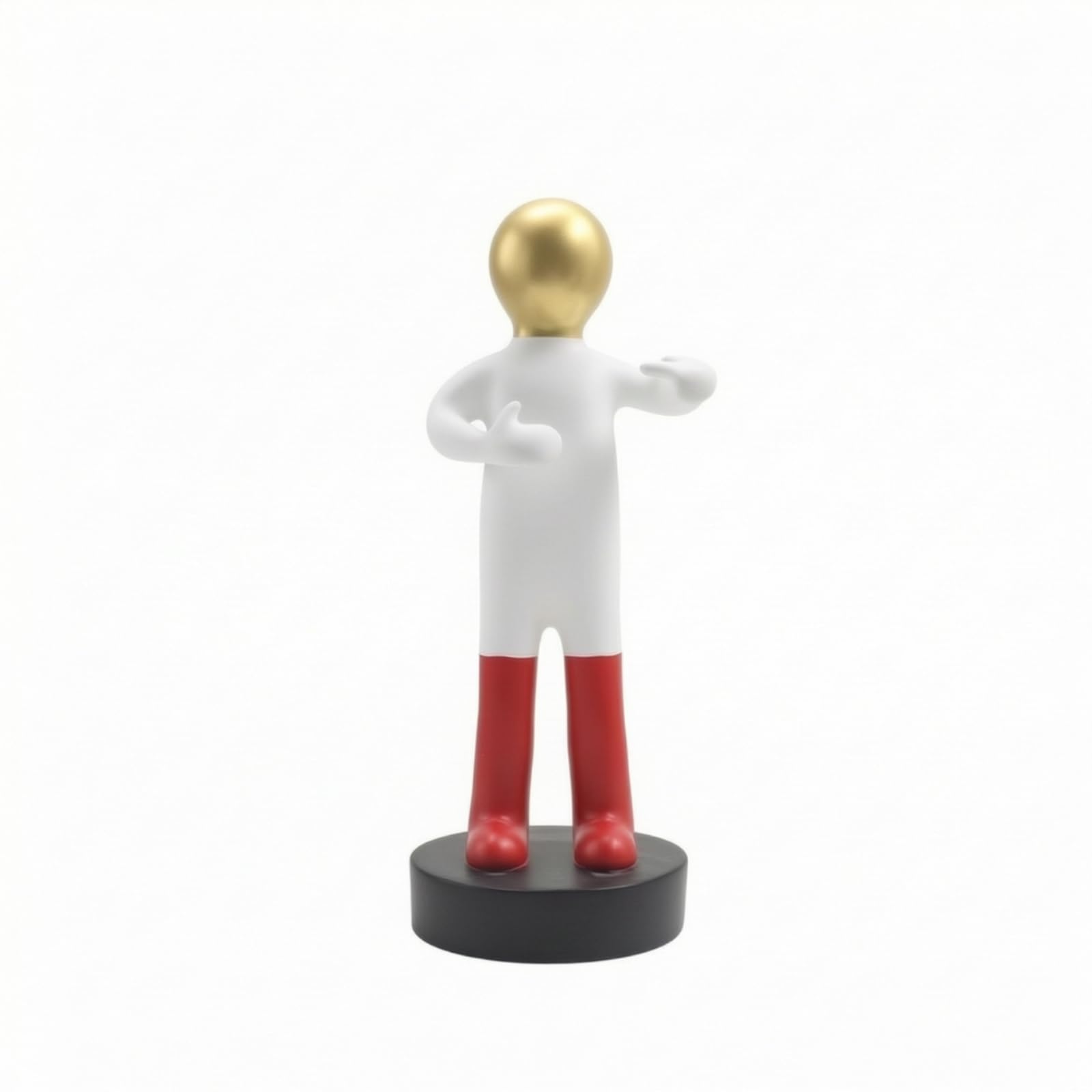 Statuetta Decorativa Moderna in Resina con Testa Brillante E Base Robusta Finitura Levigata E Forma Essenziale Adatta per Mensole Consolle Ufficio Esposizioni, C 13-13-36cm