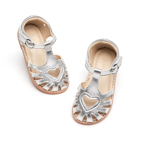 Image of THEE BRON Toddler Girls Closed-Toe Sandals Sweet Retro Cutout Summer Dress Shoes