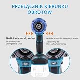 KATSU FIT-BAT 102622 Bezszczotkowa wiertarko-wkrętarka akumulatorowa, 21 V, 10 mm, uchwyt bezkluczykowy, kompaktowa, 2 biegi, światło LED, metalowy haczyk, idealna do prac domowych, ogrodu, bez