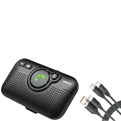 Sunitec Car Bluetotoh Speaker for Phone: BC980P Multipoint Hands Free in car Speakerphone Kits for Safe Driving - with 2pcs Type-C Fast Charging Data Cable
