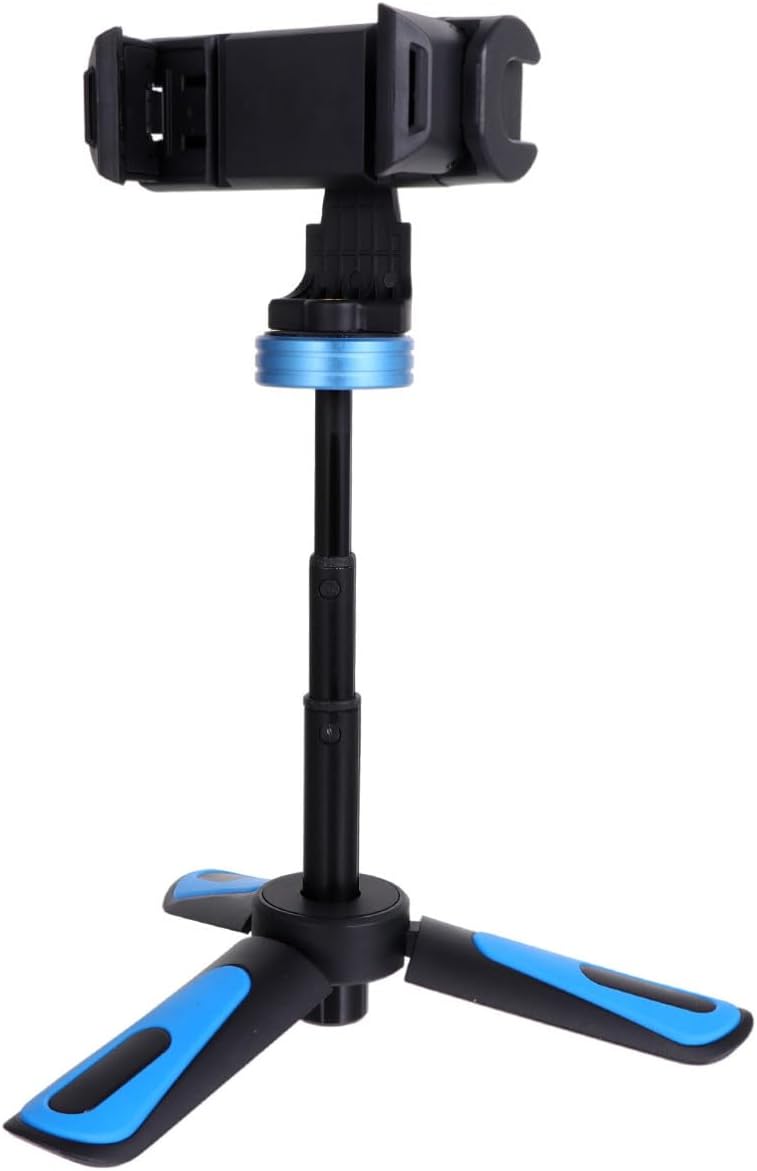 Portable Retractable Mini Phone Tripod Stand with Universal Adjustment, Lightweight Plastic and Alloy Selfie Stick for Live Streaming and Handheld Photos, Blue