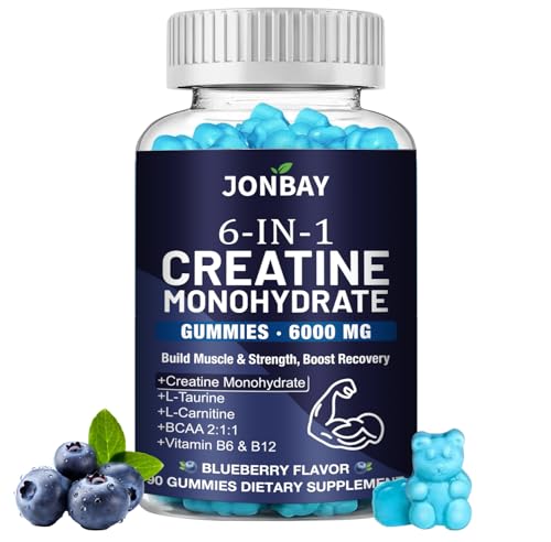 Creatine Gummies 6000mg Creatine Monohydrate Powder Tablets & Capsules Alternative Pre/Post Gym Workout Support for Muscle Strength & Recovery + BCAAs & L-Caritine & L-Taurine Creatine for Adults