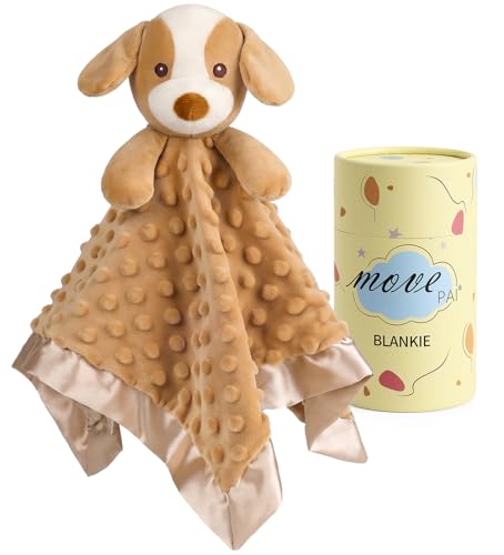 Image of Baby Security Blanket Soft Minky Baby Lovey Dog Plush Blanket for Boys and Girls,Snuggle Toy Lovie Newborn Gift Unisex Lovie Gift for Toddler, Light Brown 16 Inch