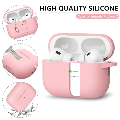 Image of Ljusmicker for AirPods Pro Case Cover with Cleaner Kit,Pink | Silicone Protective Cover for Apple AirPods Pro 2nd /1st Generation Case with Keychain for Women Men,Shockproof