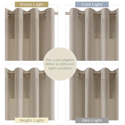 Image of Cobblestone Linen Curtains 108 Inches Long for Living Room Floor to Ceiling Semi Sheer Grommet Extra Long Window Curtain Modern Farmhouse Neutral Drapes for Bedroom Dining Room 52x108, 2 Panel