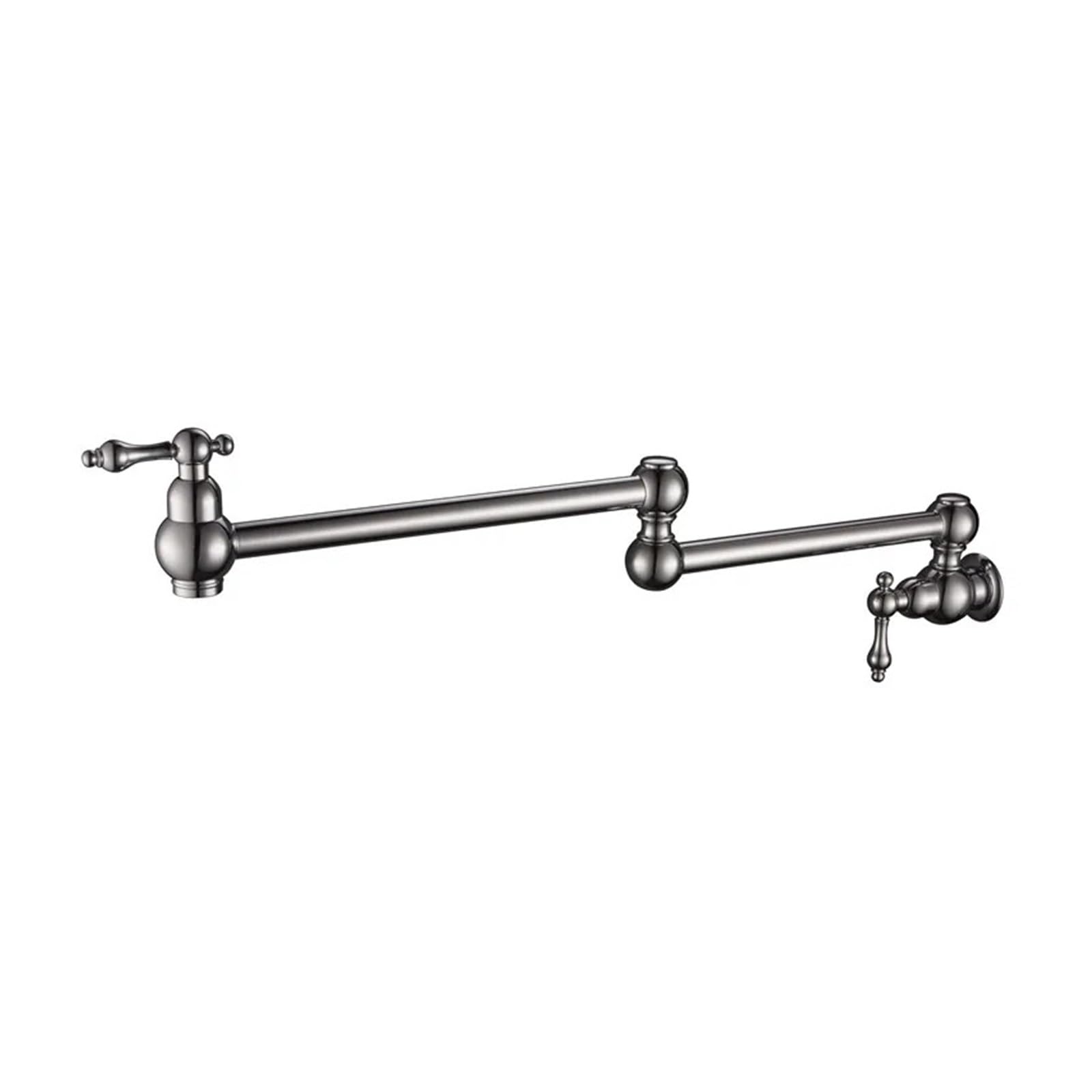 Ewsdsfs Silver Chrome Wall Mounted Dual Shut Off Valve Pot Filler Faucet With 22" Double-Jointed Swinging Spout Lever Handles(Silver Chrome)