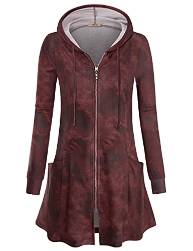 Image of Miusey Womens Zip Up Long Hoodie Jacket Lightweight Tunic Sweatshirt Open Front Cardigan