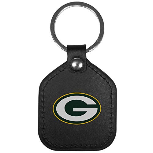 NFL Green Bay Packers Unisex Leather Square Key Chains, Black,