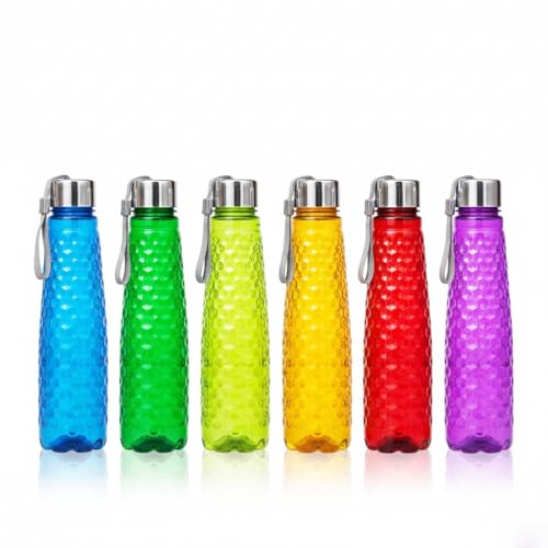 Image of TAVASYA Unbreakable 1 Litre Honeycomb Texture Water Bottles with Strap | Pack of 12 | Multicolor | Leakproof Screw Cap | BPA-Free | Bottles for Fridge, Home, Office, School and Travel