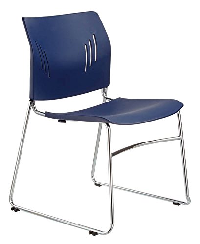 Stackable Reception Chair, Multi-Purpose Armless Chair, Chrome Frame & Black Back and Seat, Superior Lumbar Support (3080BLK)