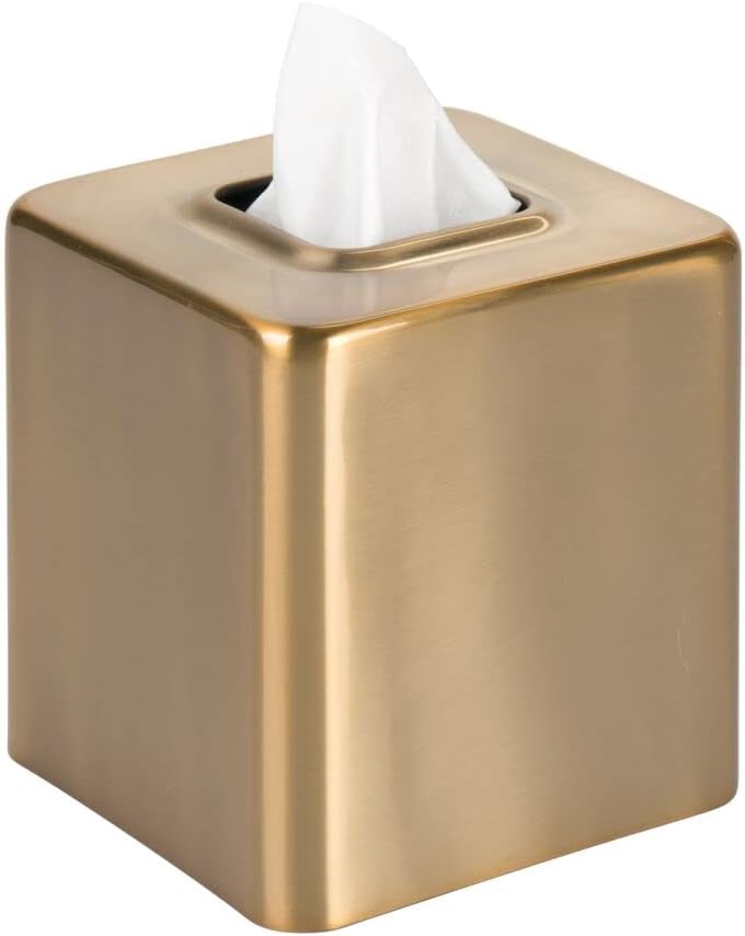 mDesign Steel Square Tissue Box Cover, Modern Facial Tissue