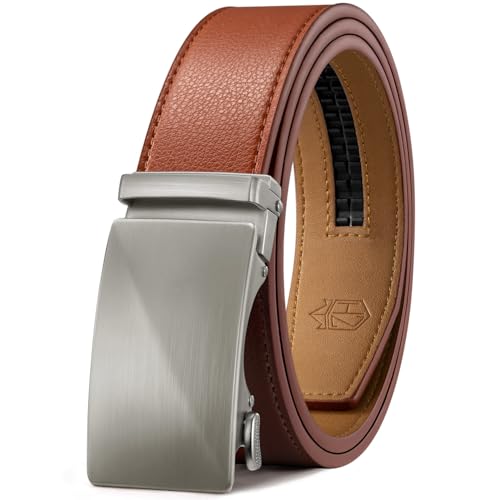 Image of Zitahli Belt Men,Leather Ratchet Belt for Men Dress Casual Every Day with Adjustable Buckle,Trim to Fit For Gift