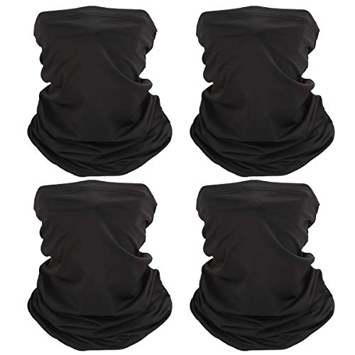 KOOOGEAR Cache Cou Tubulaire Séchage Rapide Multi-Usage Unisexe Bandeau Élastique Cache-Col Anti-Solaire Bonnet Respirant Ultra-Douce Élastique Tour de Cou Cyclisme Vélo Course Moto (Pack de 4 Noir) Cover