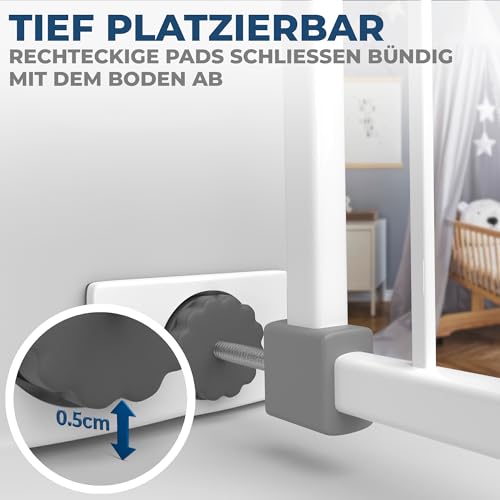 Hoffenbach 4X Wandschutz Pads für Treppengitter & Türschutzgitter – Rechteckige Schutzpads für Baby Klemmgitter – Wand- & Türschutz ohne Bohren – Für Türgitter und Treppenschutzgitter