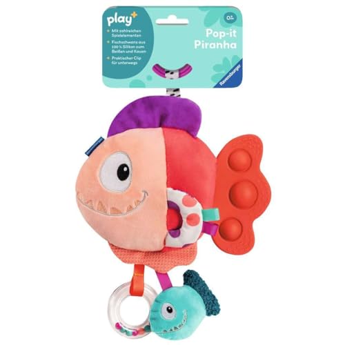 Ravensburger Play+ 4871 Pop-it Piranha Soft Toy with Many Play Effects for Babies from 0 Months (Red)