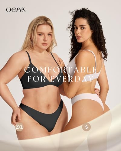 Image of OEAK Seamless Thongs for Women Invisible Thongs No Show Thong Panty Liners Tangas Comfortable Workout G-Strings Underwear White XS