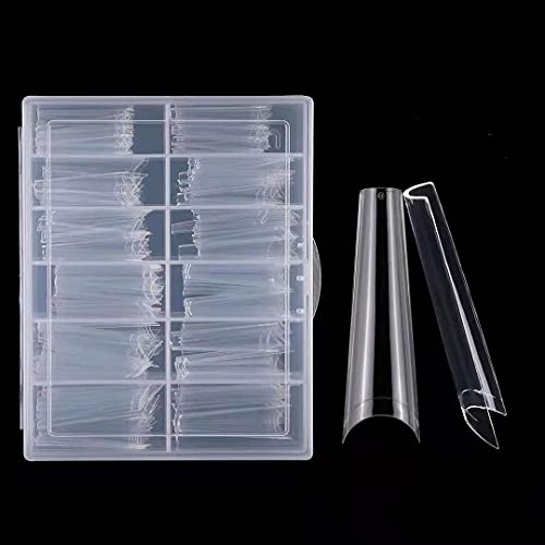 Coffin Nail Tips,Acrylic Nail Tips, French Coffin Ballerina Nail Tips , Clear Ballerina Nail Tips, Half Cover False Nails Fake Nail Tips, YIMART 240pcs/box XXL Extra Long Clear French Nail Tips for Nails Salon and Home DIY, 12 Sizes (Clear With Box)