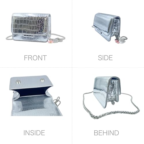 Silver Crossbody Purse Clutch Strap Y2K Mini clutch purses for women dressy3