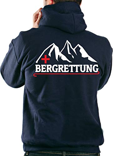 Preisvergleich Produktbild FEUER1 Kapuzensweatjacke Navy, BERGRETTUNG mit Bergmotiv rot / Weiss L