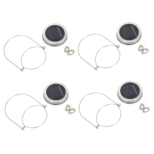 Luces solares colgantes de acero inoxidable y aluminio, pack de 4 lámparas LED para patio