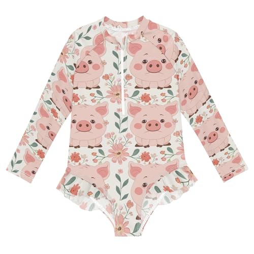 Image of Girls One Piece Swimsuits Long Sleeve Swimsuit Zipper Bathing Suits Swimwear