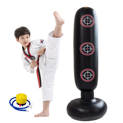 Aufblasbarer Boxsack Kinder - 160cm Erwachsene Kinder Standboxsack, Freistehender Standboxsack für Kinder Erwachsene Üben von Karate, Taekwondo, Druckentlastung und Heimtraining Trainer (Ziel) Cover