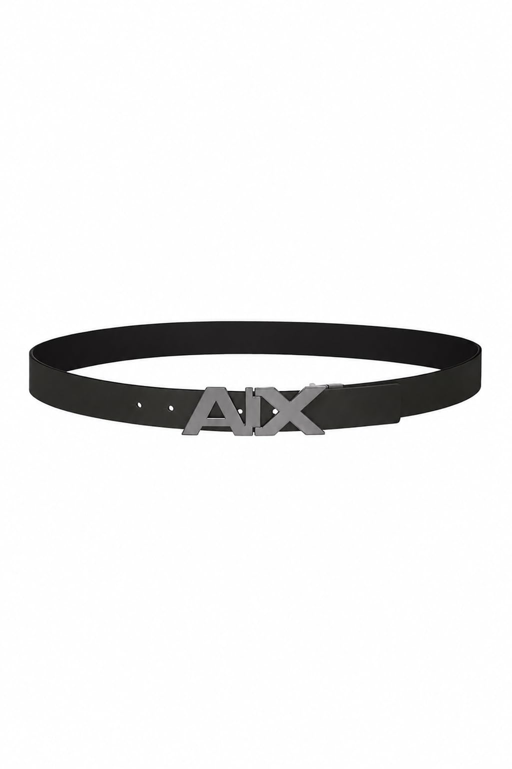 Armani Exchange Black Plate Belt In Split Leather With Transfer Coating