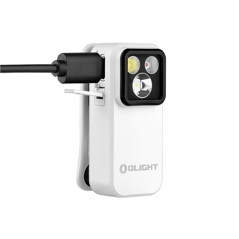 OLIGHT Oclip Pro Luce di Emergenza a Clip Mini Torcia 500LM IPX6 Compatto e Leggero Tre Sorgenti Luminose Angolo Regolabile per l'Illuminazione Quotidiana (Bianco)