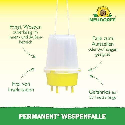 Permanent WespenFalle – Nachfüllbare Wespenfalle zur zuverlässigen Wespenabwehr im Innen- und Außenbereich, insektizidfrei, 1 Stück