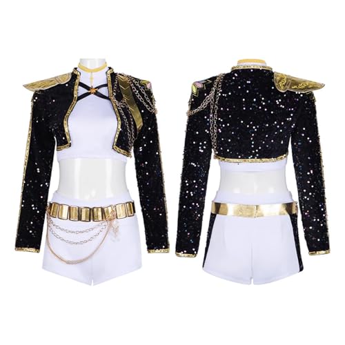 Girls and Adult Demon Costume Hunters, Black and Gold Dress Suit, Cosplay, Stage Costume