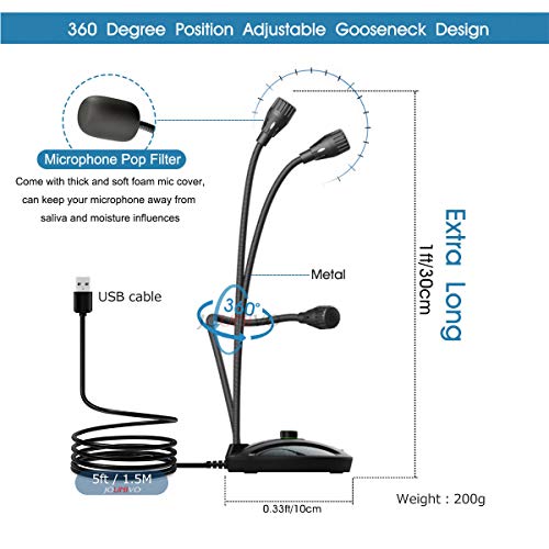 USB Recording Microphone, Computer PC Podcast Condenser Cardioid Mic with Mute Button & LED Indicator for Laptop, Mac, PS4 - Vocal, Podcasting, Skype, YouTube, Games, Streaming (JV603PRO) - Thumbnail 3