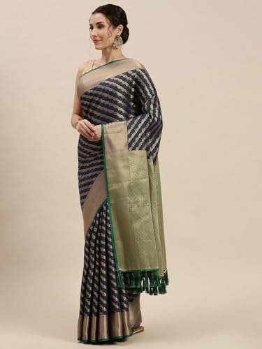 Image of Panzora Women's Banarasi Silk Woven Zari Work Saree With Unstitched Blouse Piece