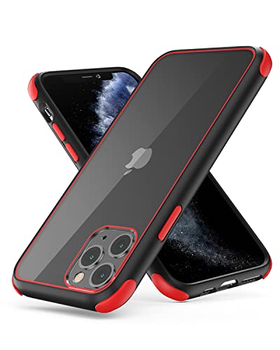 MobNano Coque Compatible avec iPhone 11 Pro Max 360 degrés Antichoc Pro Anti-Rayures Transparente PC/TPU Silicone Etui pour iPhone 11 Pro Max - Noir/Rouge Cover