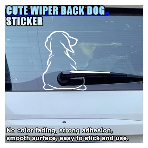 Image of Cute Dog Decal Car Rear Windshield Window Wiper Sticker, Funny Dog Moving Tail Decal Waterproof Vinyl Sticker, Lovely Animal Puppy Decoration Decals for Car Window, Laptop (Style A)