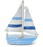 Puzzled Nautical Decor Light Blue Stripes Boat, X-Small