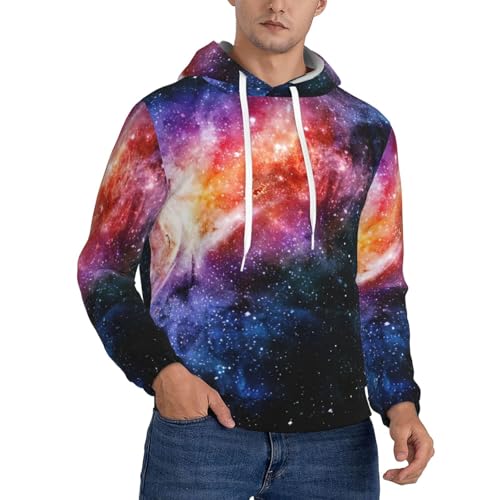 Sweat à capuche imprimé galaxie et univers avec grande poche pull de sport décontracté unisexe