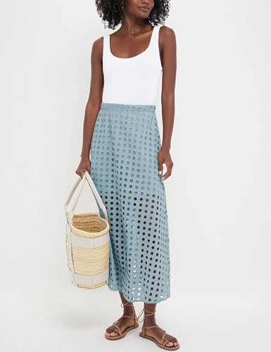 Womens Casual Cotton Long Eyelet Maxi Skirt A Line Hollow Out High Waist Summer Beach Skirt with Mini Underneath2