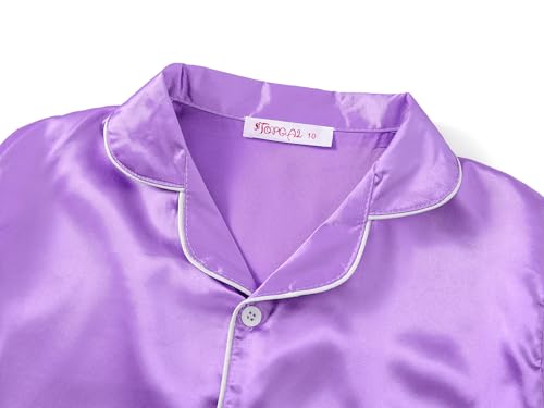 Topgal Satin Pajamas for Girls – Coat Style Silky Button Down PJ Set Size 6-162